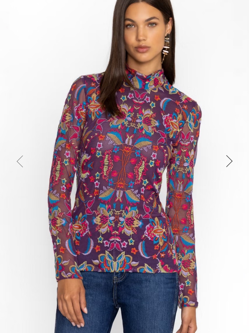 Jonny Was Jade Multicolor Rebecca Embroidered Purple Blouse - Picture 12 of 14